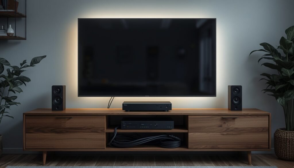 Step-by-step IPTV box setup showing HDMI connection and TV configuration