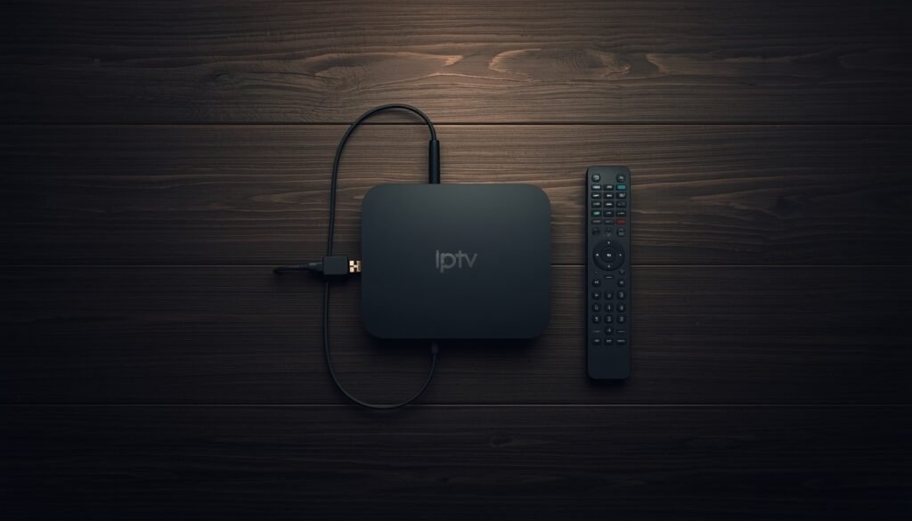 IPTV box setup guide with HDMI and remote